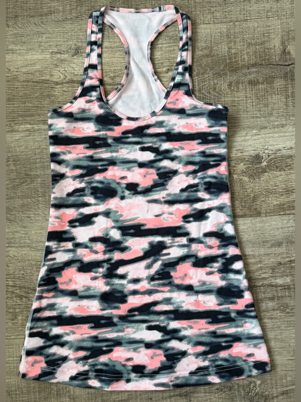 lululemon athletica Pink and Gray Camo Racerback Tank Top